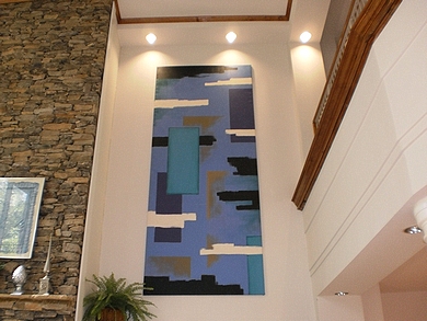 Mural panels installed at each side of main fireplace